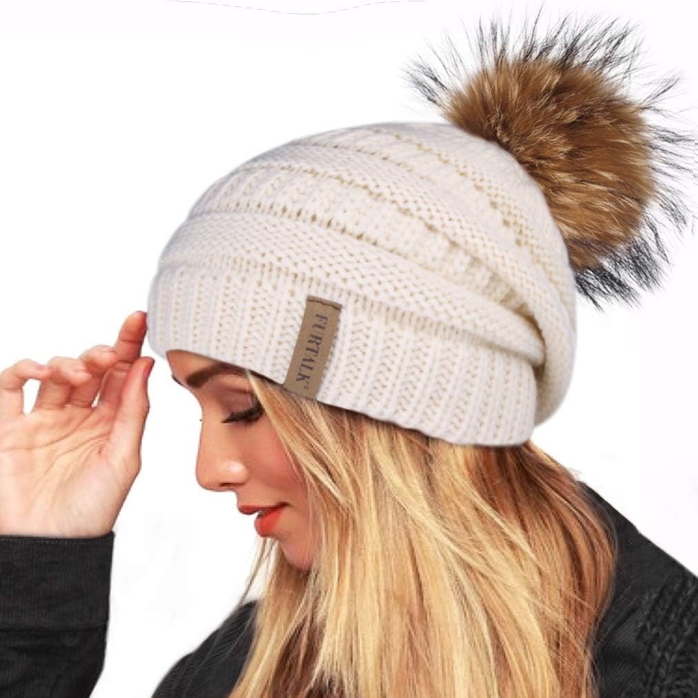 Pink Knit Pom-Pom Beanie